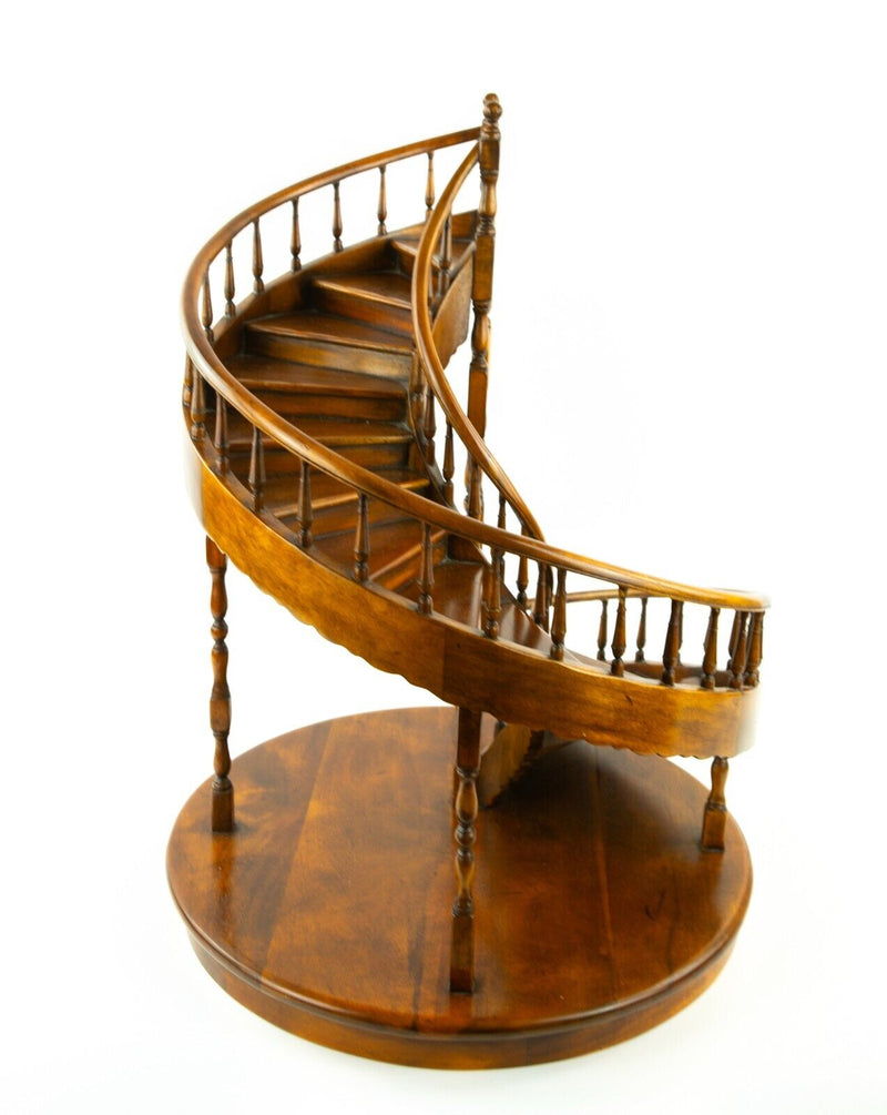 THEODORE ALEXANDER, VARNISHED HARDWOOD SPIRAL STAIRCASE SCALE MODEL DISPLAY 61cm