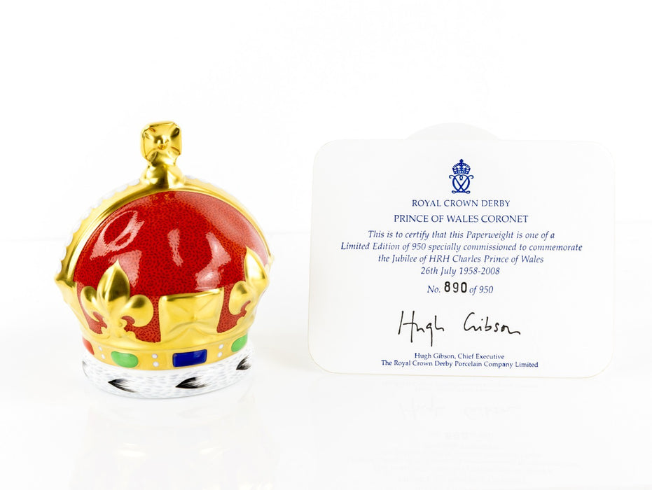 ROYAL CROWN DERBY - PRINCE OF WALES GOLDEN JUBILEE LIMITED EDITION PAPERWEIGHT