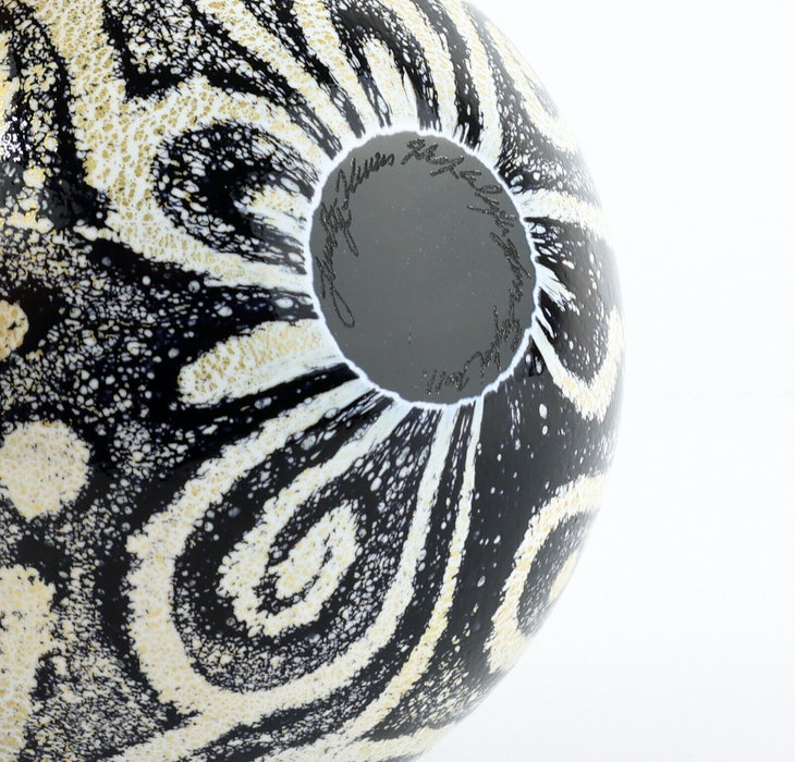 TIMOTHY HARRIS, ISLE OF WIGHT 'JAZZY MONOCHROME' 2011 GLASS GLOBE VASE, SIGNED