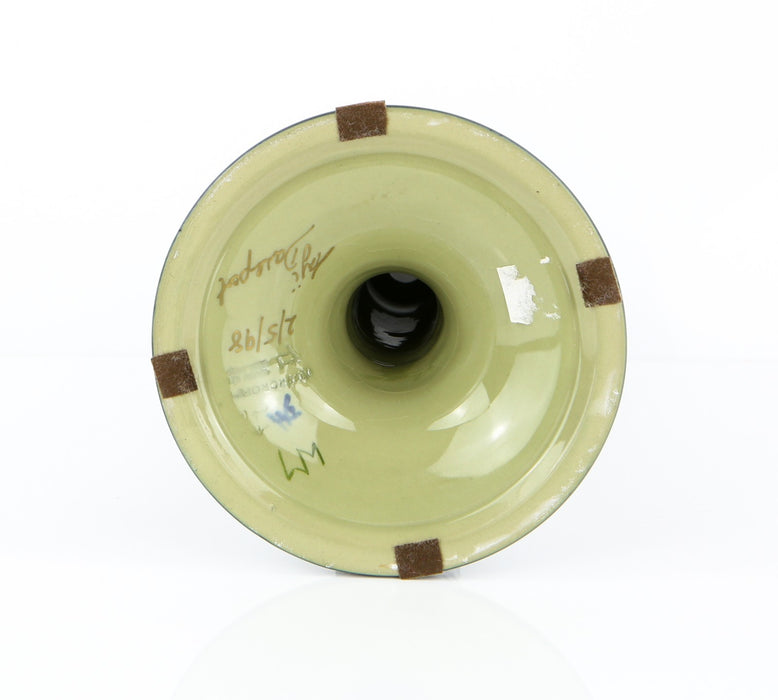 MOORCROFT POTTERY 'FINCH AND BERRIES' 1998 ANJI DAVENPORT LARGE CANDLE STICK