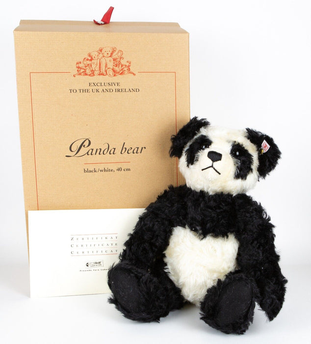 STEIFF 'PANDA BEAR' LIMITED EDITION BLACK/WHITE GROWLING TEDDY 661013, BOXED