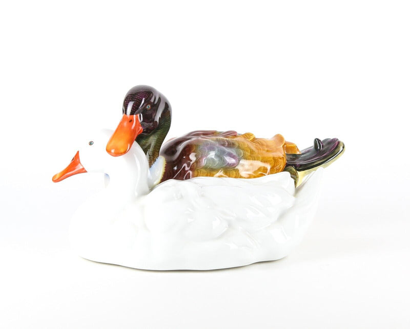 HEREND 'PAIR OF NESTLING DUCKS' LARGE MALLARD BIRD GROUP FIGURE MODEL