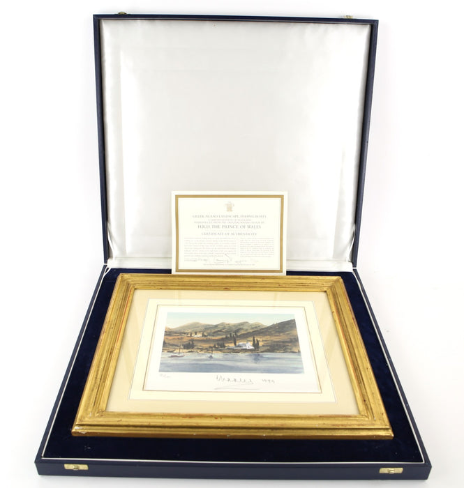 KING CHARLES III / PRINCE OF WALES 'GREEK ISLAND LANDSCAPE' SIGNED PRINT 81/100