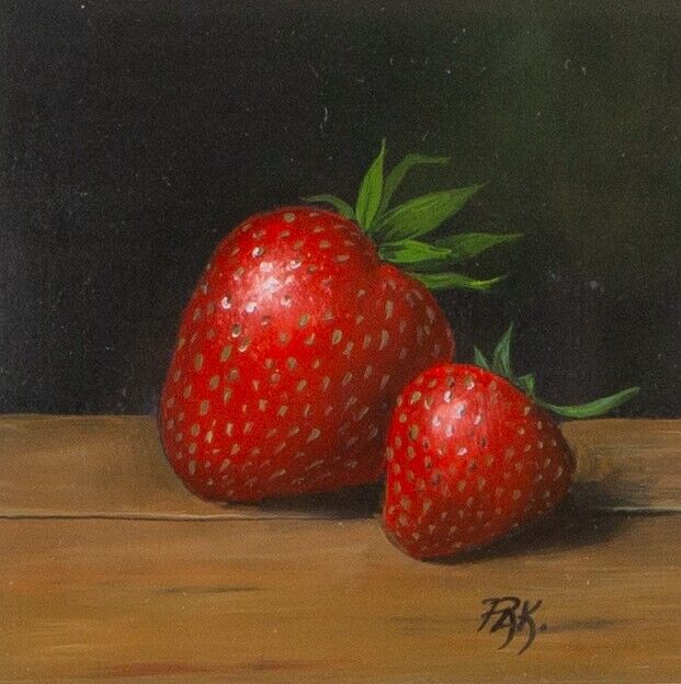 PETER KOTKA, 'STRAWBERRIES', STILL LIFE INTERIOR STUDY, OIL PAINTING, SIGNED