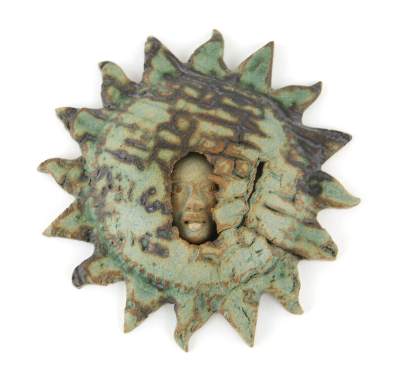 ALASDAIR NEIL MACDONELL - STUDIO ART POTTERY SUN FACE MASK WALL HANGING PLAQUE