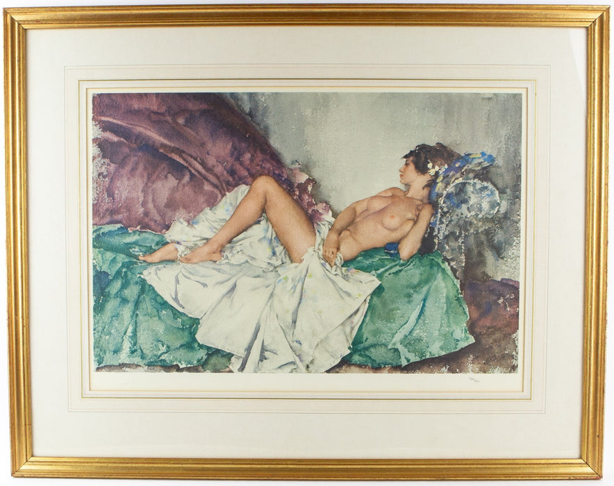 WILLIAM RUSSELL FLINT 'RECLINING NUDE III' LIMITED EDITION PRINT 599/850, SIGNED