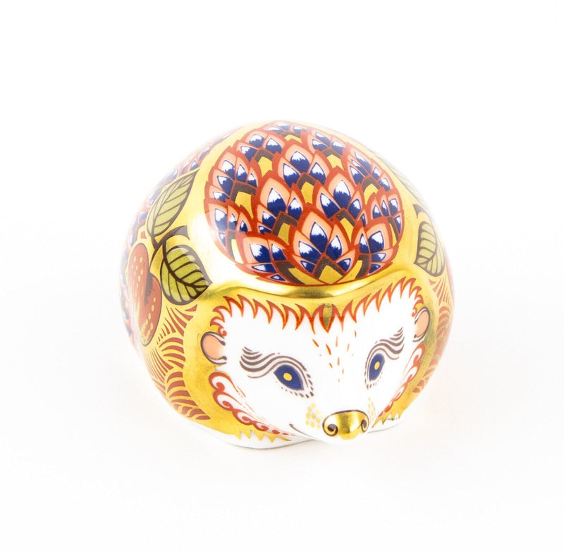 ROYAL CROWN DERBY ’ORCHARD HEDGEHOG' PAPERWEIGHT FIGURE MODEL & GOLD STOPPER