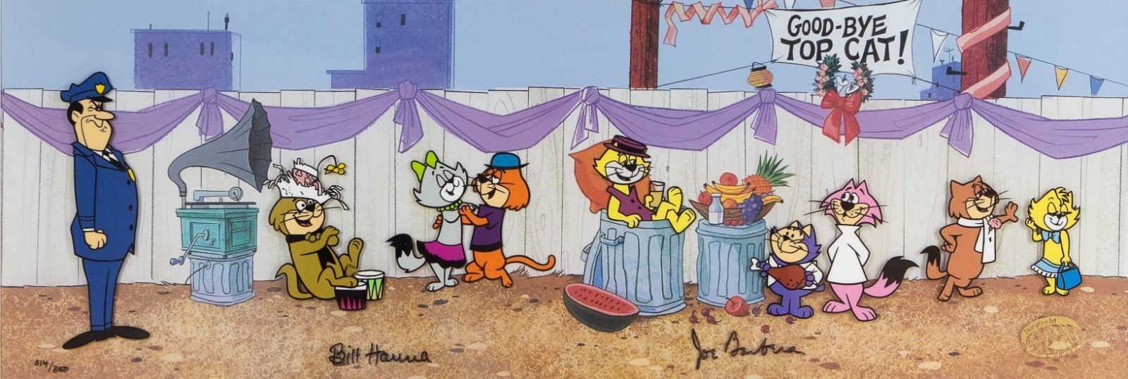 WARNER BROS 'THE MOST EFFECTUAL TOP CAT' HANNA & BARBERA SIGNED CEL ART 314/350