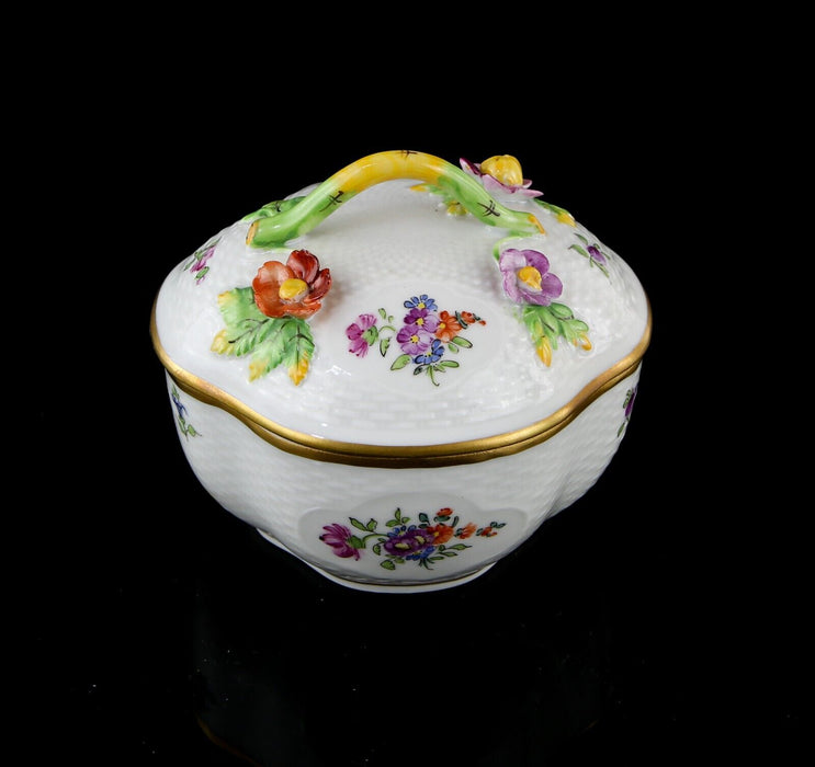 DRESDEN FLORAL CERAMIC FLORAL FLOWER LIDDED TRINKET BOX DISH