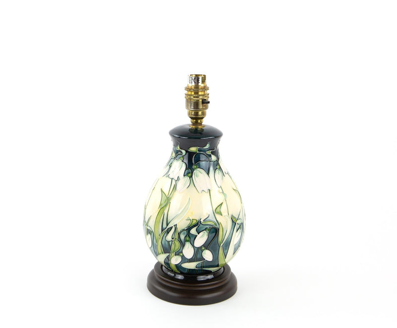 MOORCROFT POTTERY 'NIVALIS SNOWDROPS' RACHEL BISHOP TABLE LAMP VASE