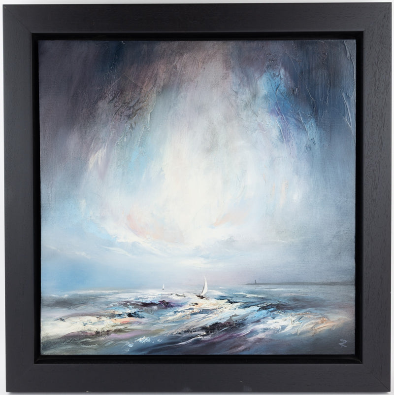 CHRIS & STEVE ROCKS, 'BLUSTERY SEAS II', STORMY SKY ORIGINAL OIL PAINTING, SIGNED