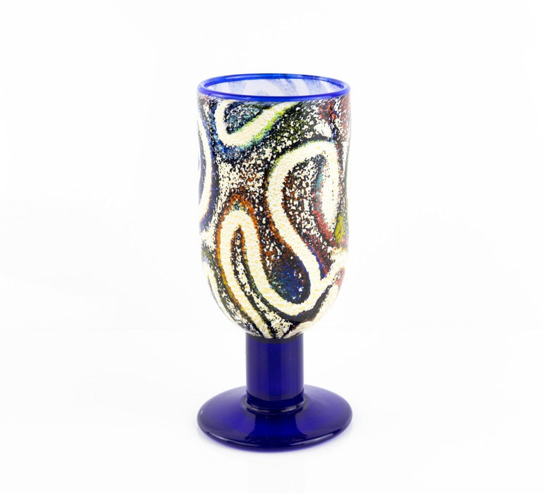 TIMOTHY HARRIS, ISLE OF WIGHT 'SGRAFFITO' GLASS JAZZ NUVO GOBLET VASE, SIGNED