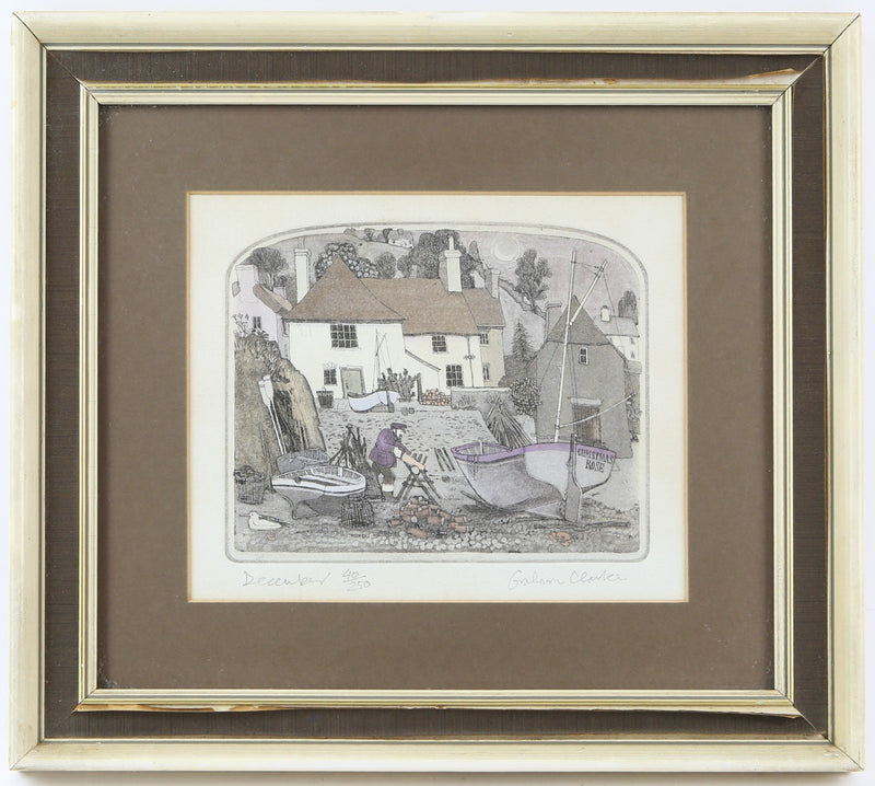 GRAHAM CLARKE, 'DECEMBER', LIMITED EDITION COLOUR ETCHING PRINT, SIGNED