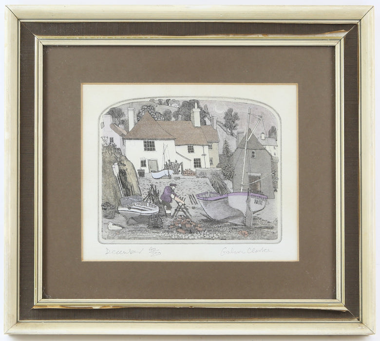 GRAHAM CLARKE, 'DECEMBER', LIMITED EDITION COLOUR ETCHING PRINT, SIGNED