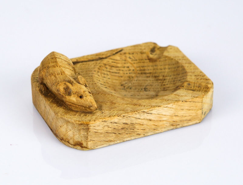 ROBERT 'MOUSEMAN' THOMPSON OF KILBURN - HAND CARVED OAK ASHTRAY PIN TRAY DISH