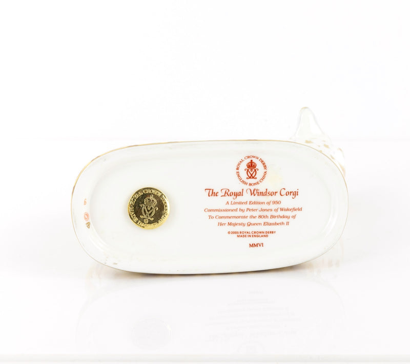ROYAL CROWN DERBY 'ROYAL WINDSOR CORGI' LIMITED EDITION DOG PAPERWEIGHT & COA