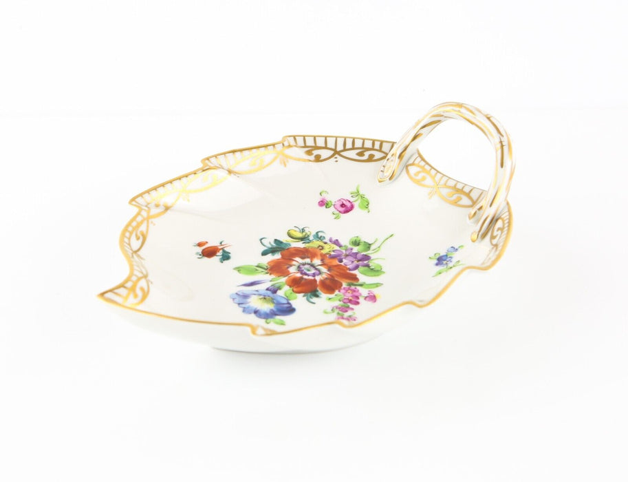 DRESDEN - FLORAL LEAF SHAPE CERAMIC TRINKET DISH BOWL