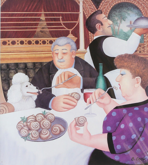 BERYL COOK 'DINING IN PARIS' LIMITED EDITION PRINT 144/650, SIGNED