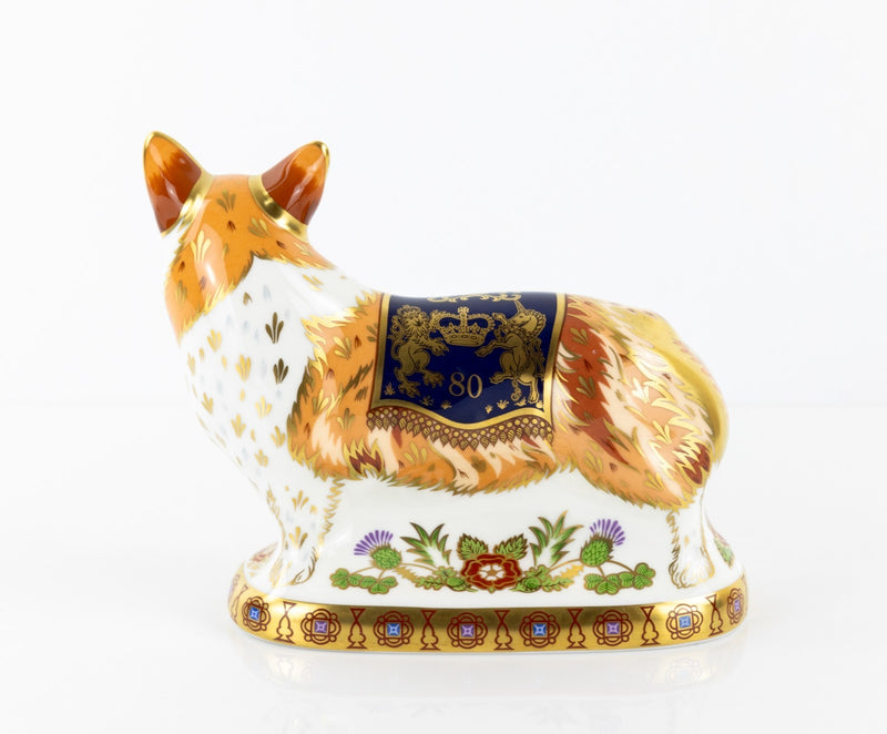 ROYAL CROWN DERBY 'ROYAL WINDSOR CORGI' LIMITED EDITION DOG PAPERWEIGHT & COA