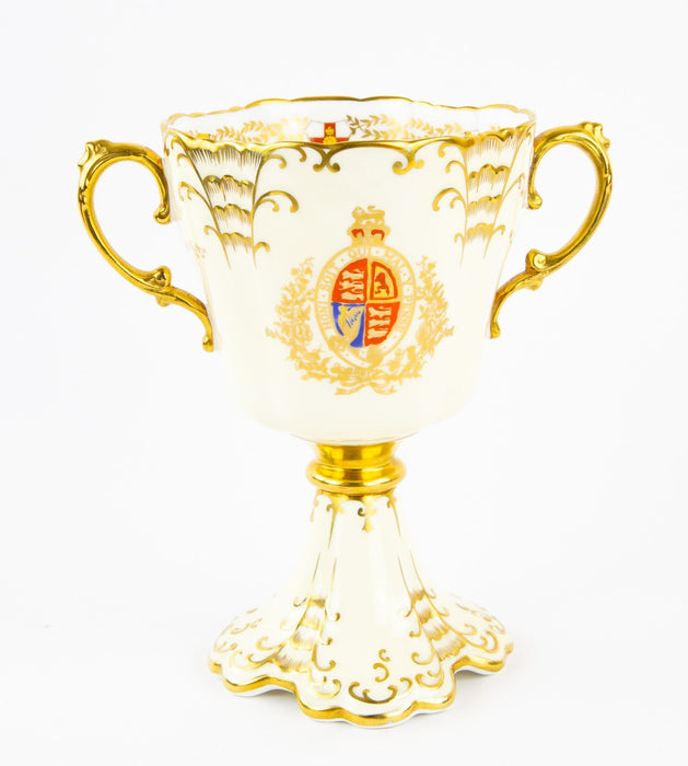 AYNSLEY - KING GEORGE VI & QUEEN ELIZABETH CORONATION LARGE GOBLET TROPHY VASE