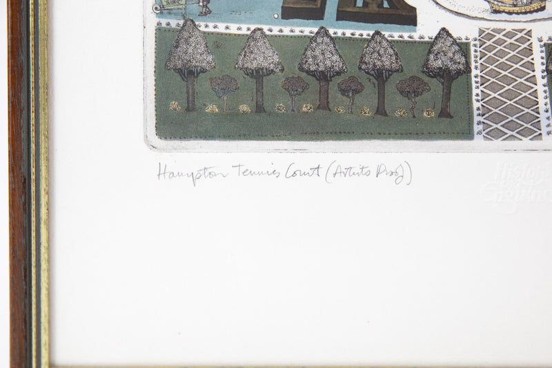 GRAHAM CLARKE 'HAMPTON TENNIS COURT' LIMITED EDITION PROOF ETCHING PRINT, SIGNED
