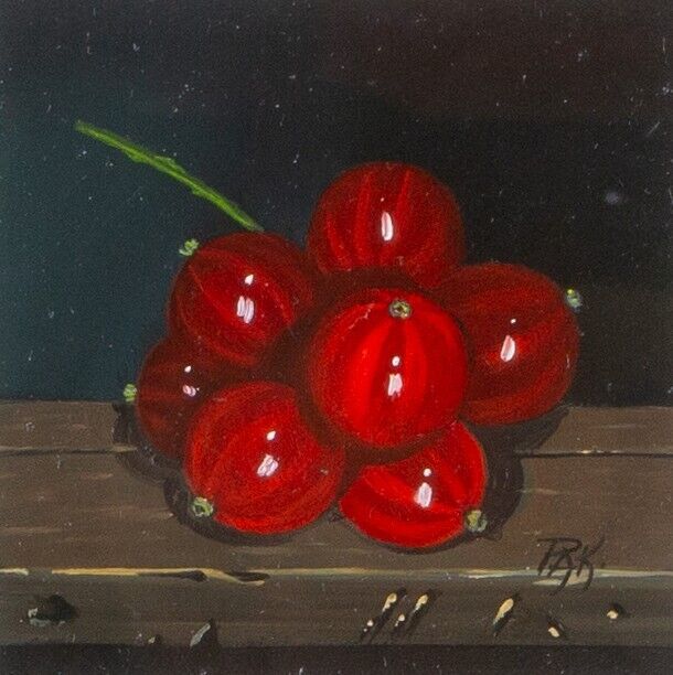 PETER KOTKA, 'REDCURRANTS', STILL LIFE INTERIOR STUDY, OIL PAINTING, SIGNED