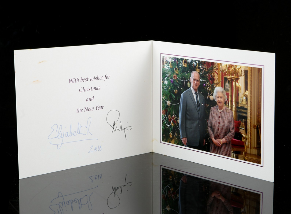HM QUEEN ELIZABETH II & PRINCE PHILIP SIGNED AUTOGRAPHED 2010 ROYAL CHRISTMAS CARD