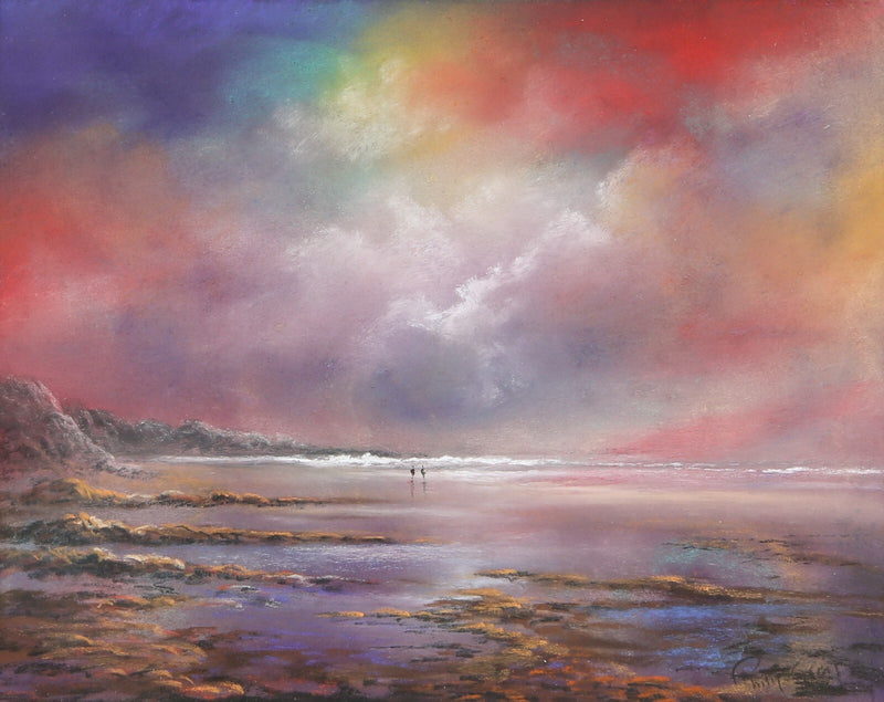 PHILIP GRAY, 'THE WANDERERS', COASTAL LANDSCAPE STUDY, ORIGINAL PASTEL, SIGNED