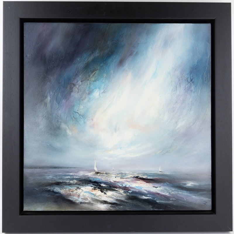 CHRIS & STEVE ROCKS, 'BLUSTERY SEAS I', STORMY SKY ORIGINAL OIL PAINTING, SIGNED