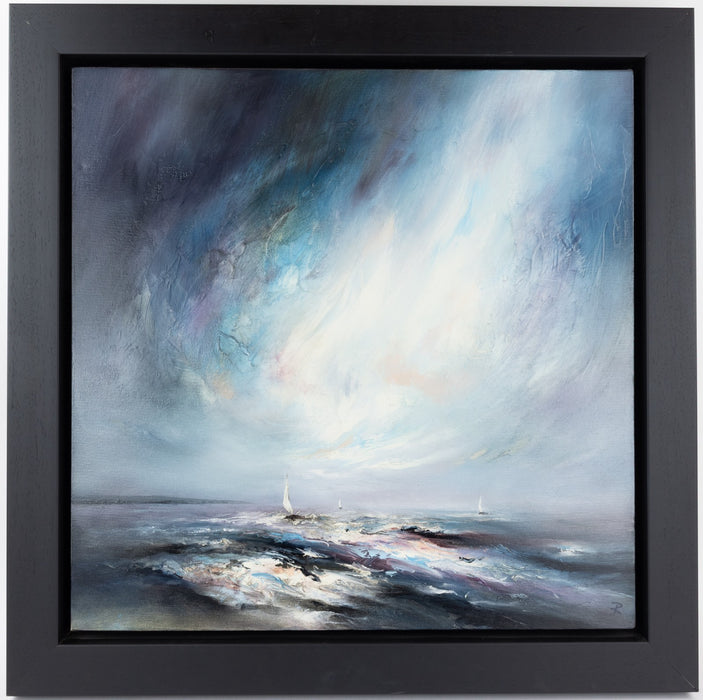 CHRIS & STEVE ROCKS, 'BLUSTERY SEAS I', STORMY SKY ORIGINAL OIL PAINTING, SIGNED