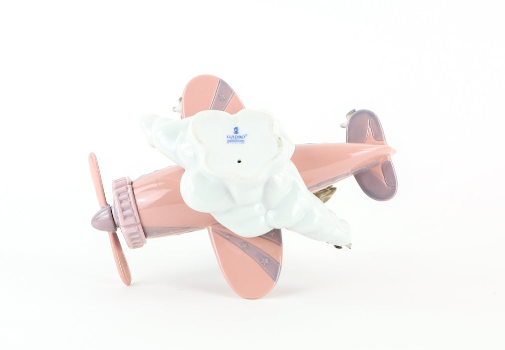 LLADRO 'DON'T LOOK DOWN' BOYS IN AEROPLANE AIRPLANE FIGURE MODEL 5698, BOXED