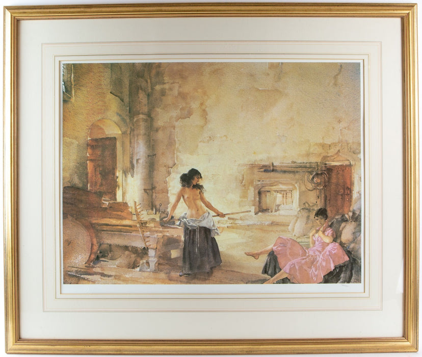 WILLIAM RUSSELL FLINT, 'IN A BURGUNDIAN GRANARY', LIMITED EDITION PRINT, SIGNED