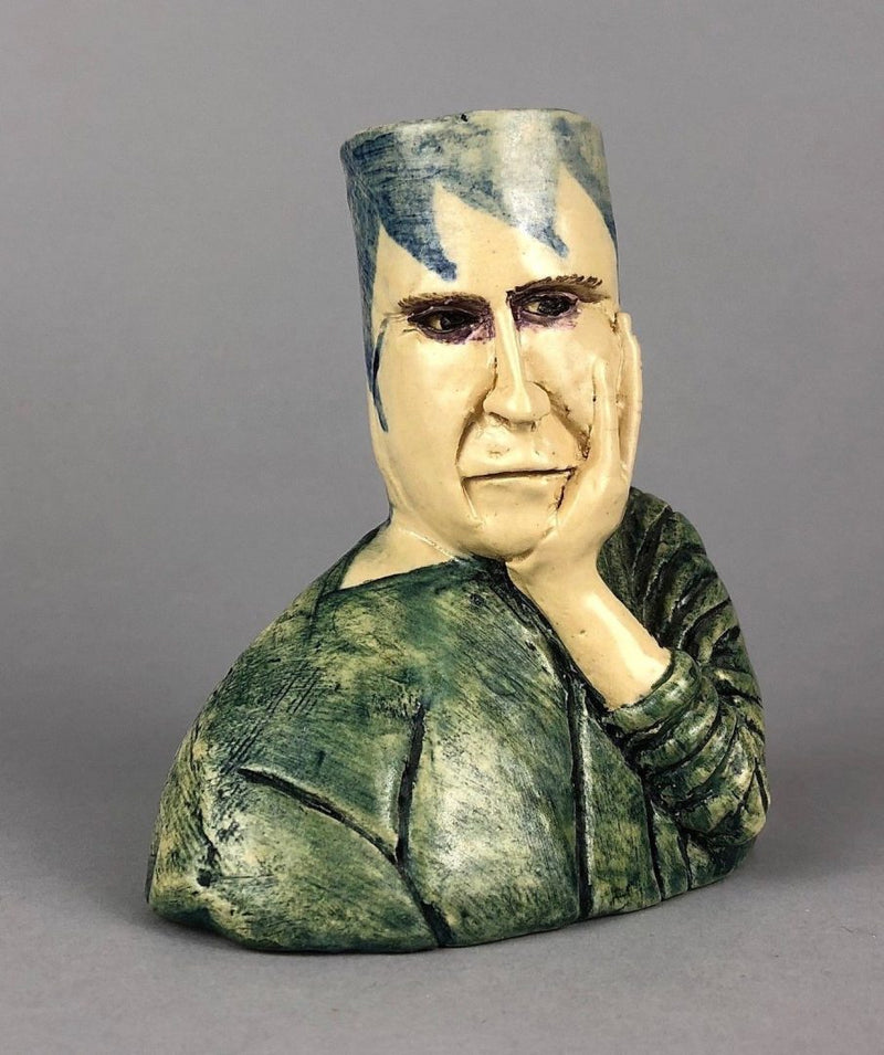 AMANDA POPHAM for LIBERTY & Co. - 1998 STUDIO ART POTTERY FIGURAL CHAMBER CANDLE STICK