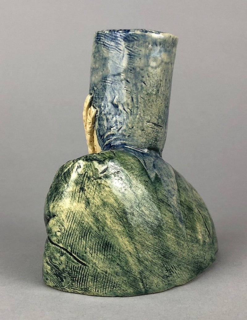 AMANDA POPHAM for LIBERTY & Co. - 1998 STUDIO ART POTTERY FIGURAL CHAMBER CANDLE STICK