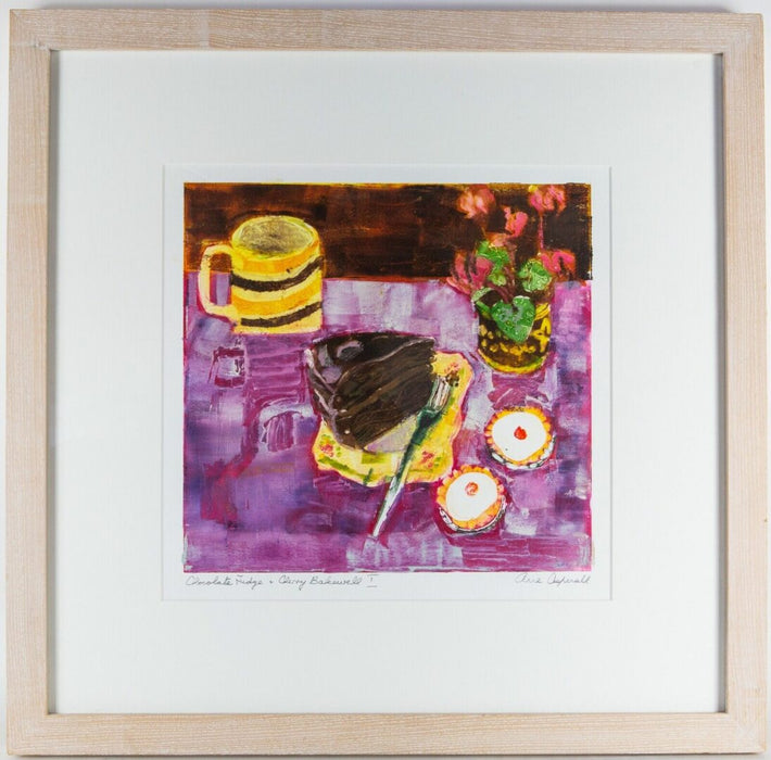 ANNE ASPINALL -CHOCOLATE FUDGE &amp; CHERRY BAKEWELL I- MIXED MEDIA PAINTING, SIGNED