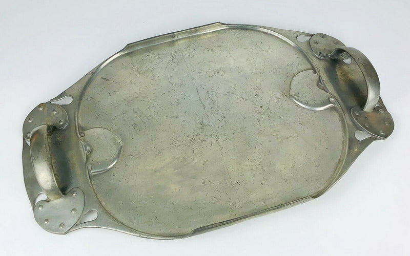 ARCHIBALD KNOX for LIBERTY &amp; Co. - LARGE TUDRIC PEWTER TWIN HANDLED HEART TRAY No. 042