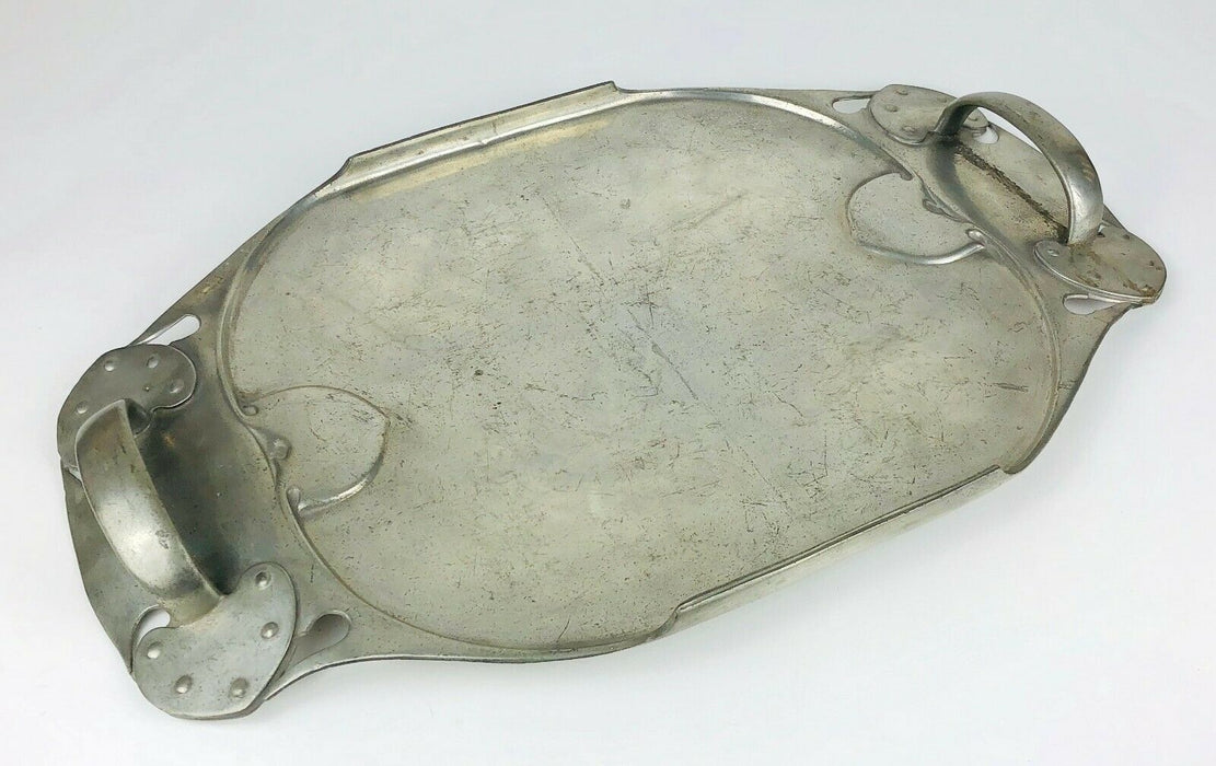 ARCHIBALD KNOX for LIBERTY &amp; Co. - LARGE TUDRIC PEWTER TWIN HANDLED HEART TRAY No. 042
