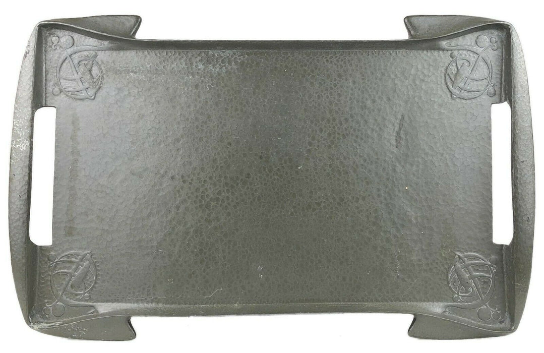ARCHIBALD KNOX for LIBERTY &amp; Co. LARGE TUDRIC PEWTER TWIN HANDLED TRAY DISH 0376
