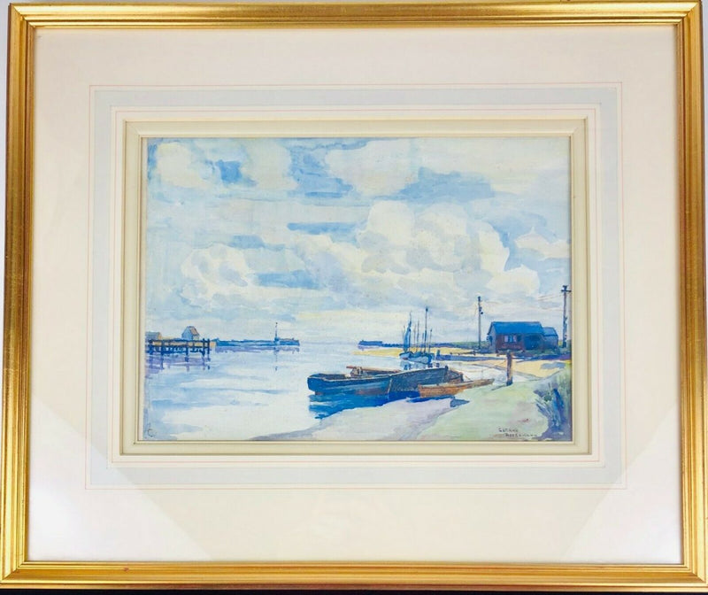 ARTHUR GERALD ACKERMAN 'WALBERSWICK' SOUTHWOLD HARBOUR, WATERCOLOUR