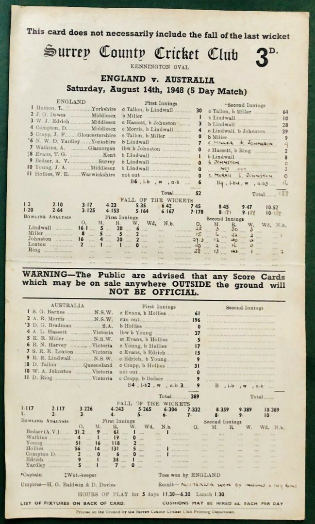 ASHES 1948 AUSTRALIAN TOUR 'INVINCIBLES' ENGLAND, AUSTRALIA & DON BRADMAN SIGNED PRESENTATION