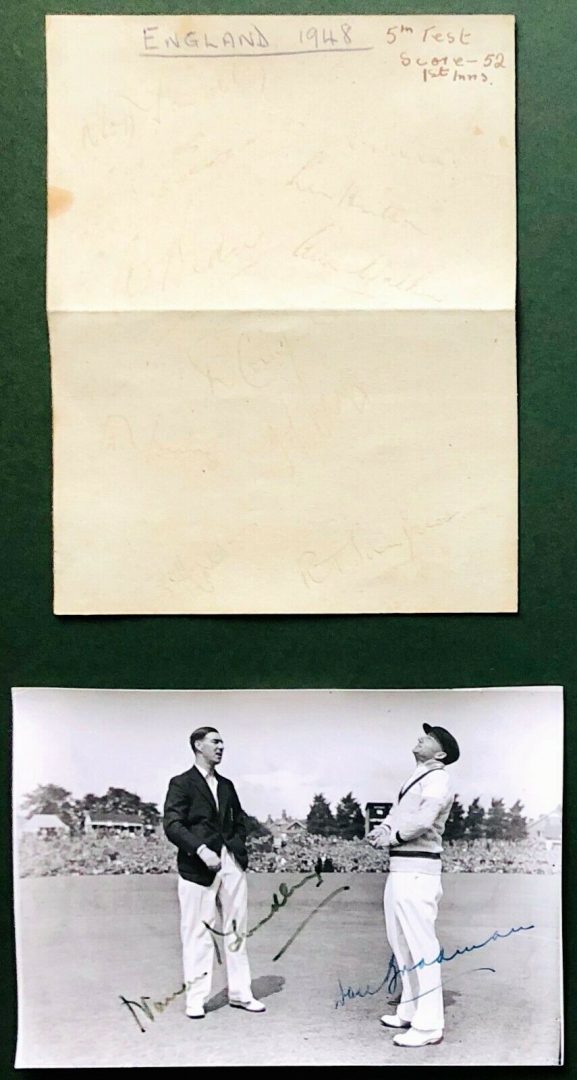 ASHES 1948 AUSTRALIAN TOUR 'INVINCIBLES' ENGLAND, AUSTRALIA & DON BRADMAN SIGNED PRESENTATION