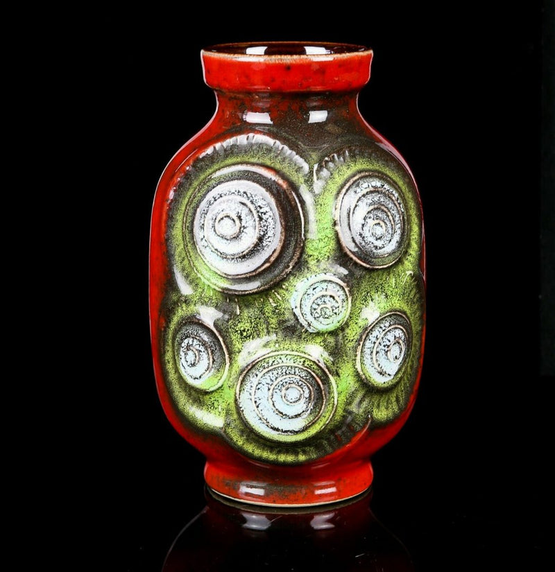 BAY KERAMIC - PAIR OF WEST GERMAN STUDIO ART POTTERY GLAZED VASES, 84-20