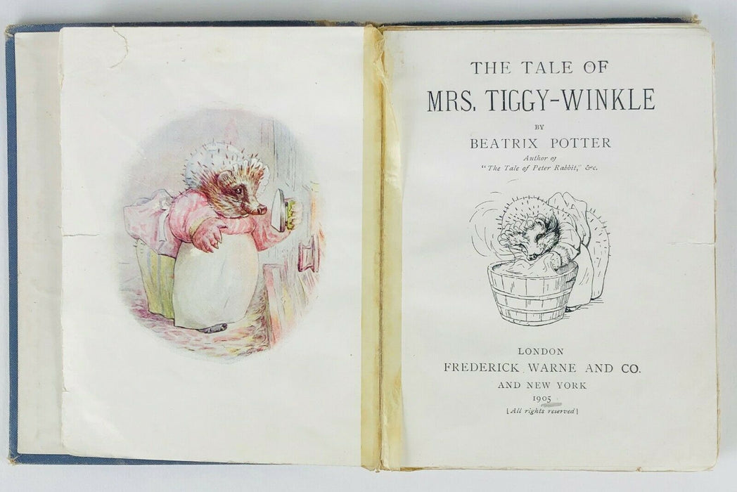 BEATRIX POTTER -TALE OF MRS TIGGY WINKLE- FIRST EDITION, DELUXE, FREDERICK WARNE & Co. 1905
