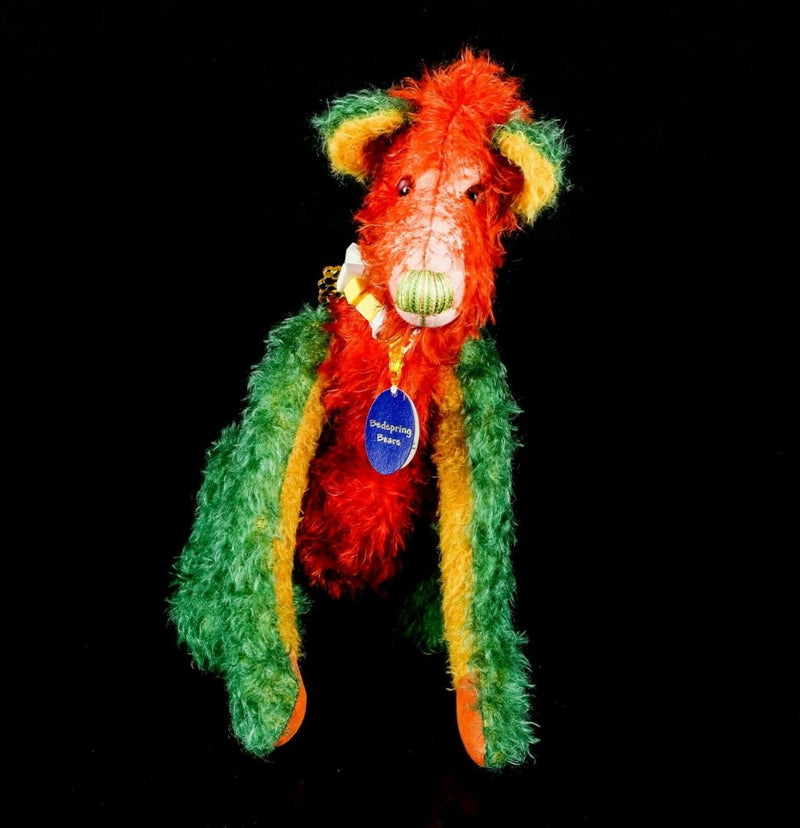 BEDSPRING BEARS BY AMANDA DAVIES -TROPICANA- LARGE COLOURFUL DOG BEAR UNIQUE 1/1