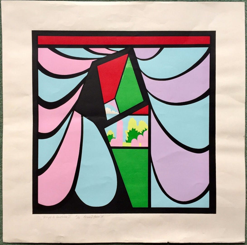 BERNARD L GREEN (1931-98) -TEMPLE TO CONSTABLE II- SIGNED LTD ED' LINOCUT PRINT