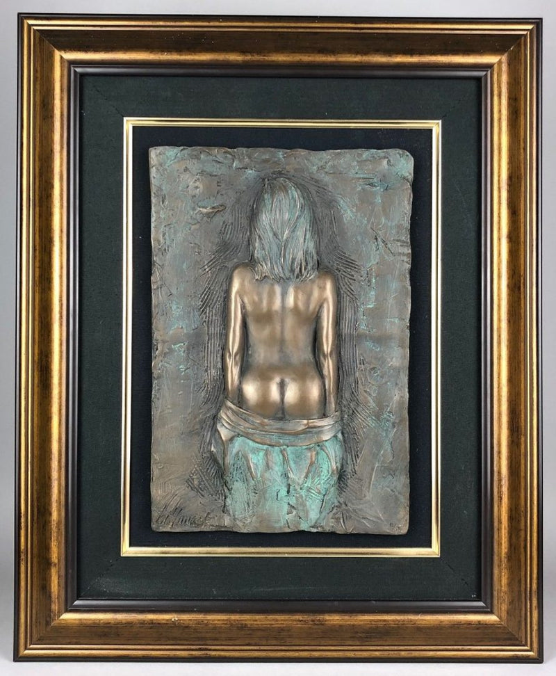 BILL MACK - NUDE FEMALE BRONZED RESIN FIGURAL SCULPTURE PLAQUE ART SIGNED
