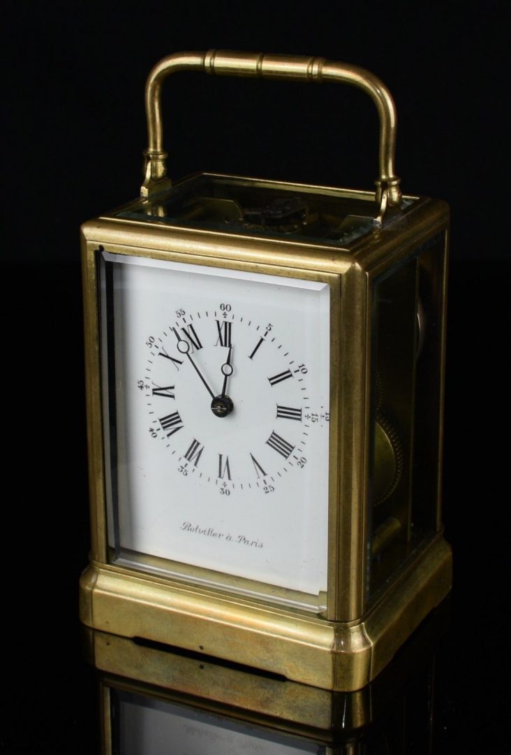 BOLVILLER A PARIS - C19th FRENCH BRASS/GLASS CASED TRAVEL CARRIAGE TIMEPIECE CLOCK