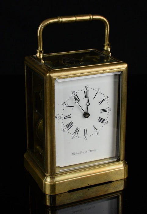 BOLVILLER A PARIS - C19th FRENCH BRASS/GLASS CASED TRAVEL CARRIAGE TIMEPIECE CLOCK