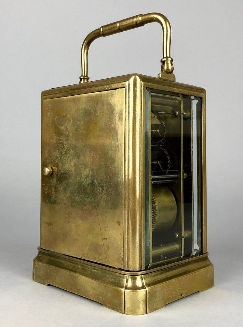 BOLVILLER A PARIS - C19th FRENCH BRASS/GLASS CASED TRAVEL CARRIAGE TIMEPIECE CLOCK