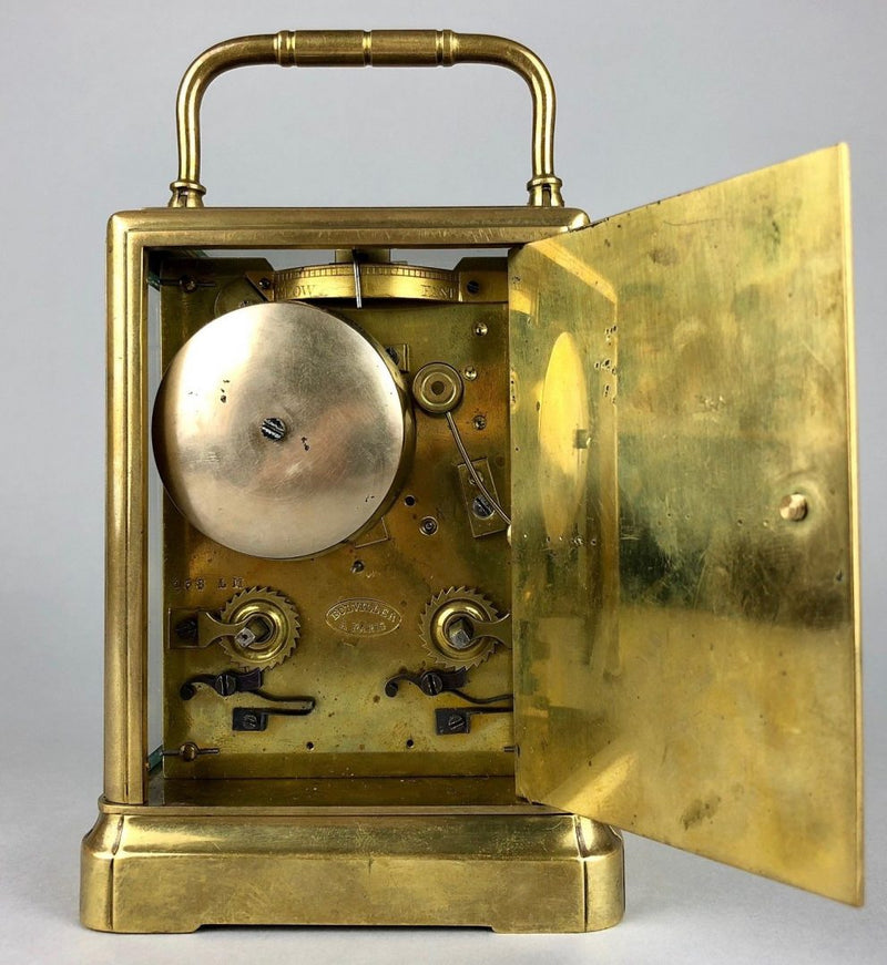 BOLVILLER A PARIS - C19th FRENCH BRASS/GLASS CASED TRAVEL CARRIAGE TIMEPIECE CLOCK